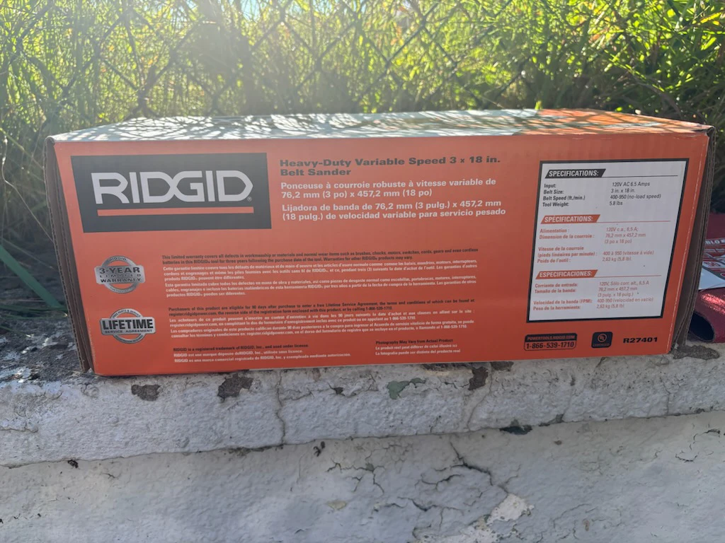 Ridgid 3 x 18 in. Belt Sander with Diablo Belts - photo 4