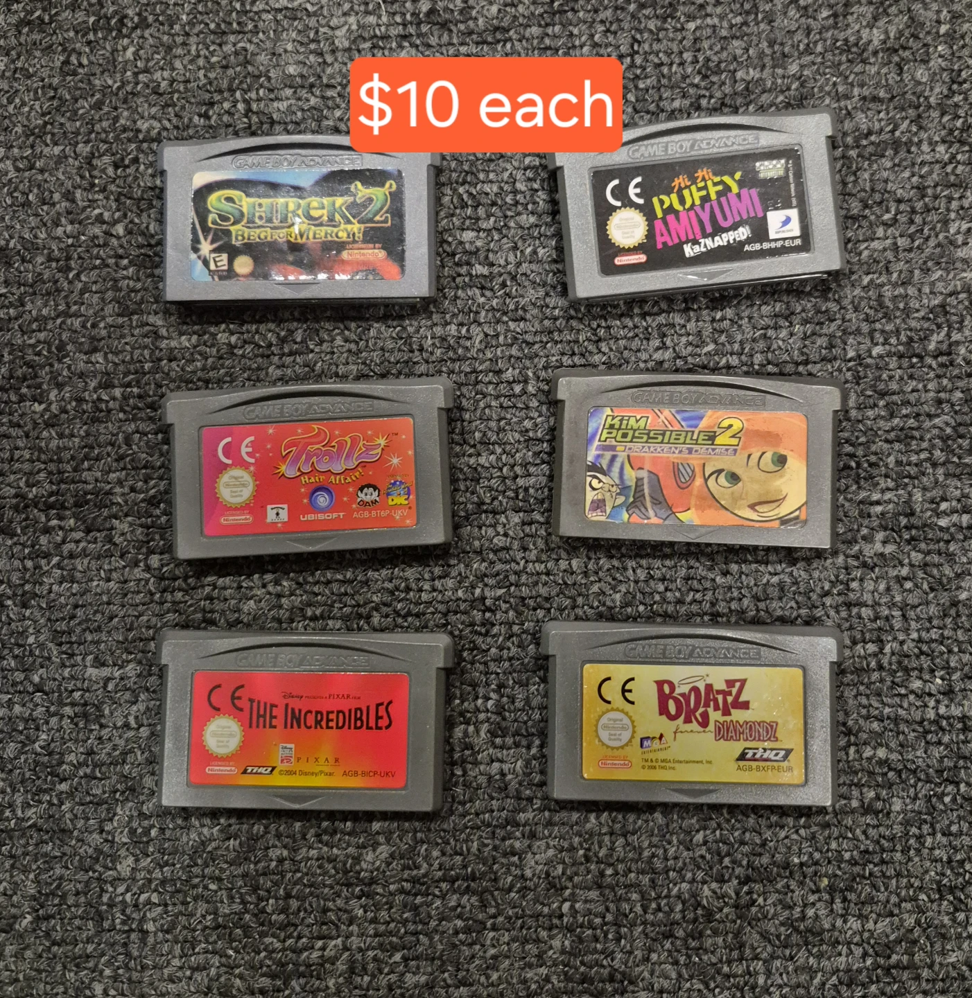 Gameboy Advance Game Cartridges