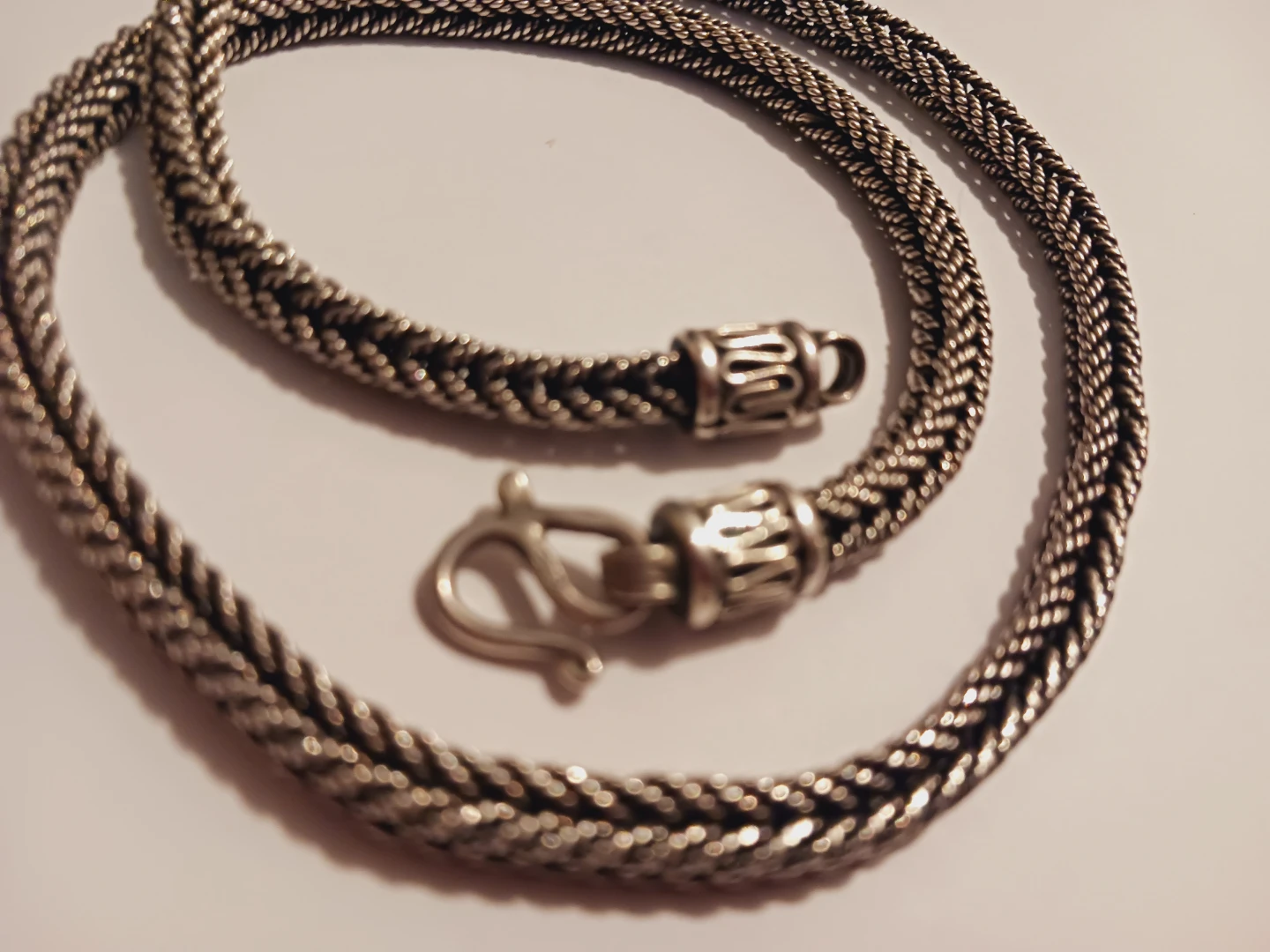 STERLING SILVER 925 BALI HEAVY FOXTAIL WOVEN 19" CHAIN NECKLACE - photo 3