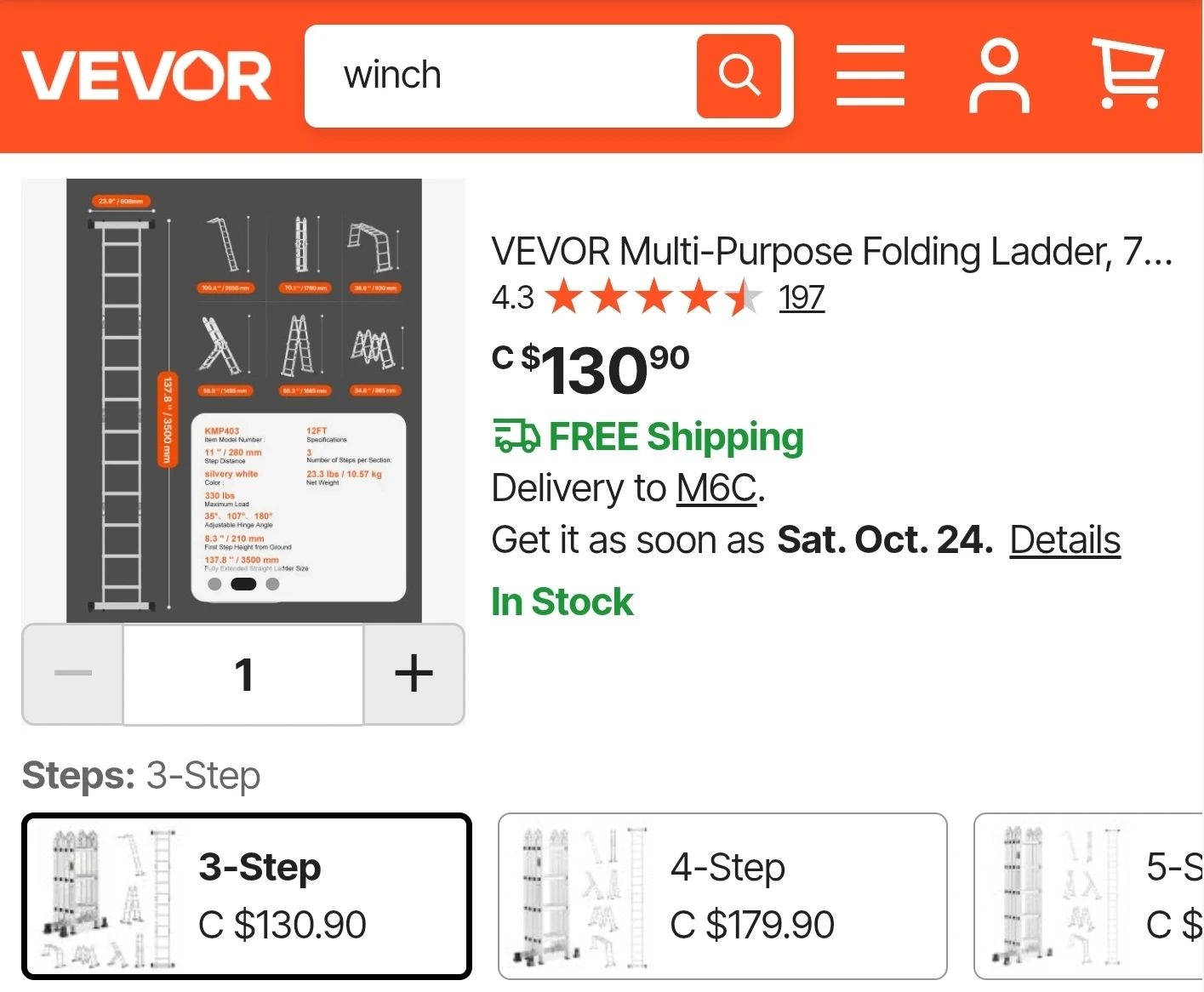 VEVOR Multi-Purpose Folding Ladder 12FT