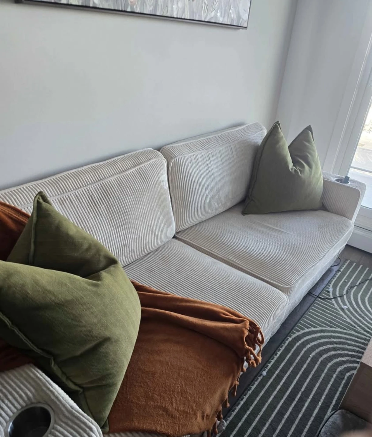 Cream Corduroy Couch (NEED GONE ASAP)