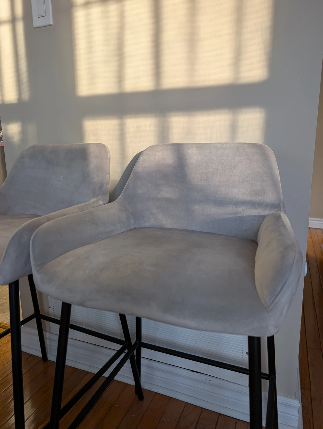 Pair of Grey Velvet Counter Stools, Hoft Home Sede - photo 2