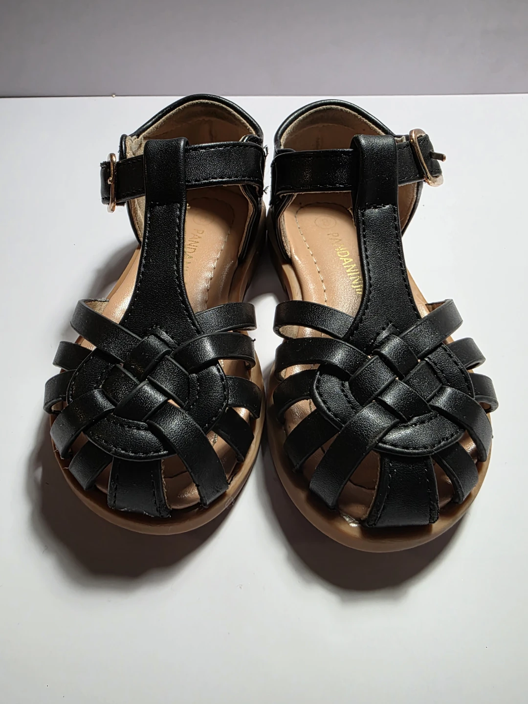 Pandaninja Black Woven Sandals Size 8