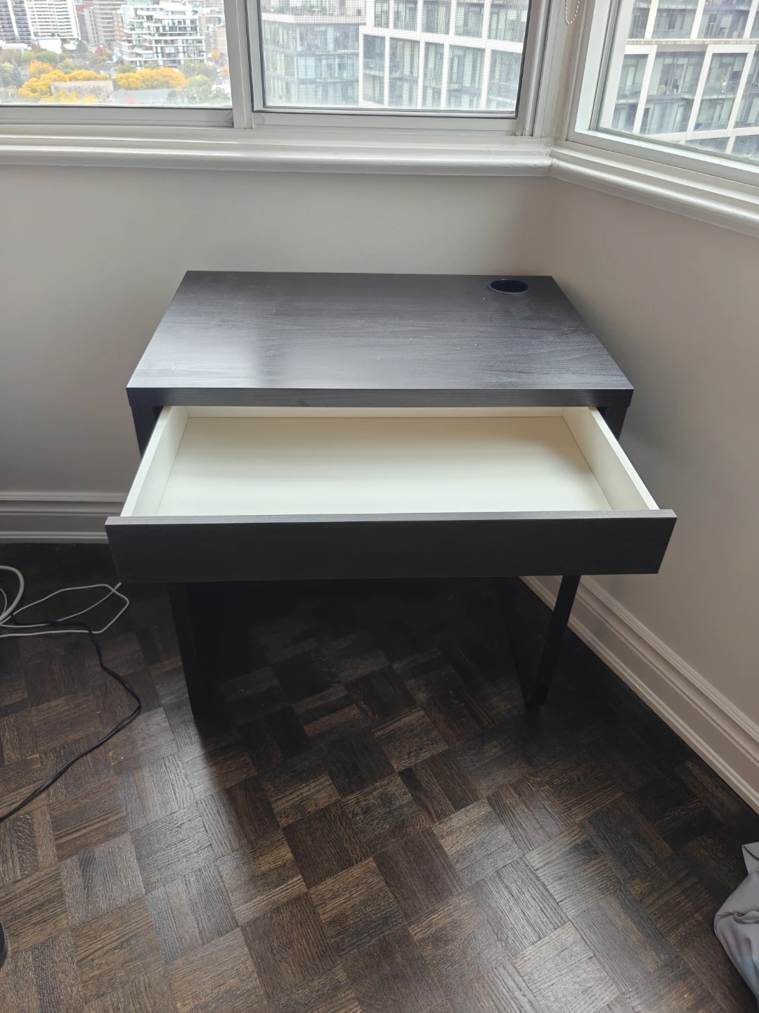 IKEA Black Computer Desk with Drawer - photo 3