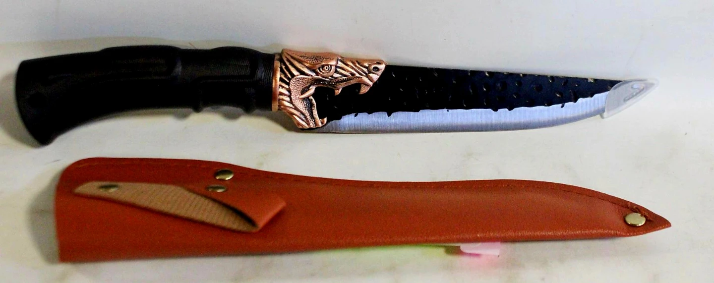 Wolf Head Decorative Fixed Blade Knife