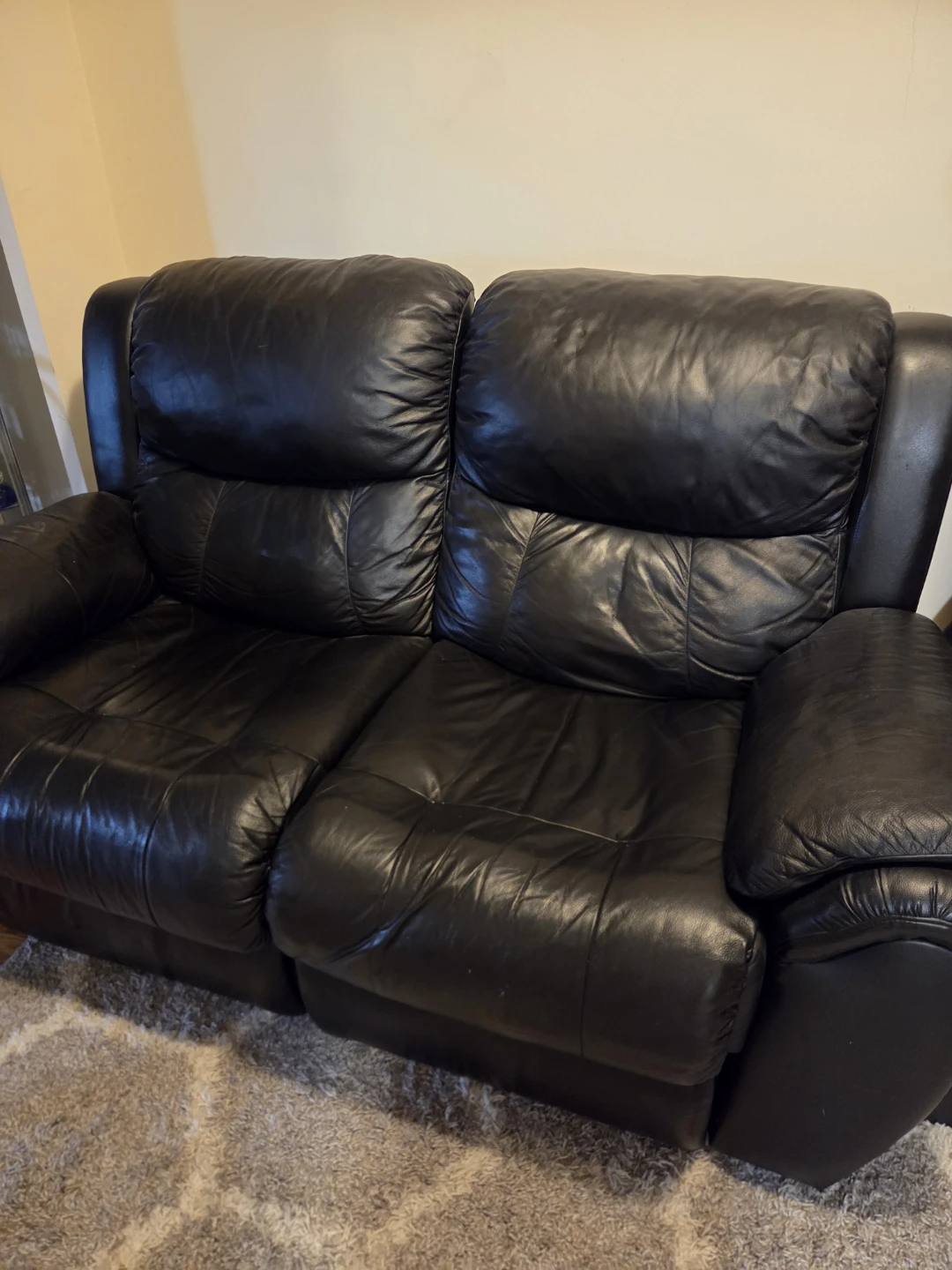 Black Leather Reclining Loveseat