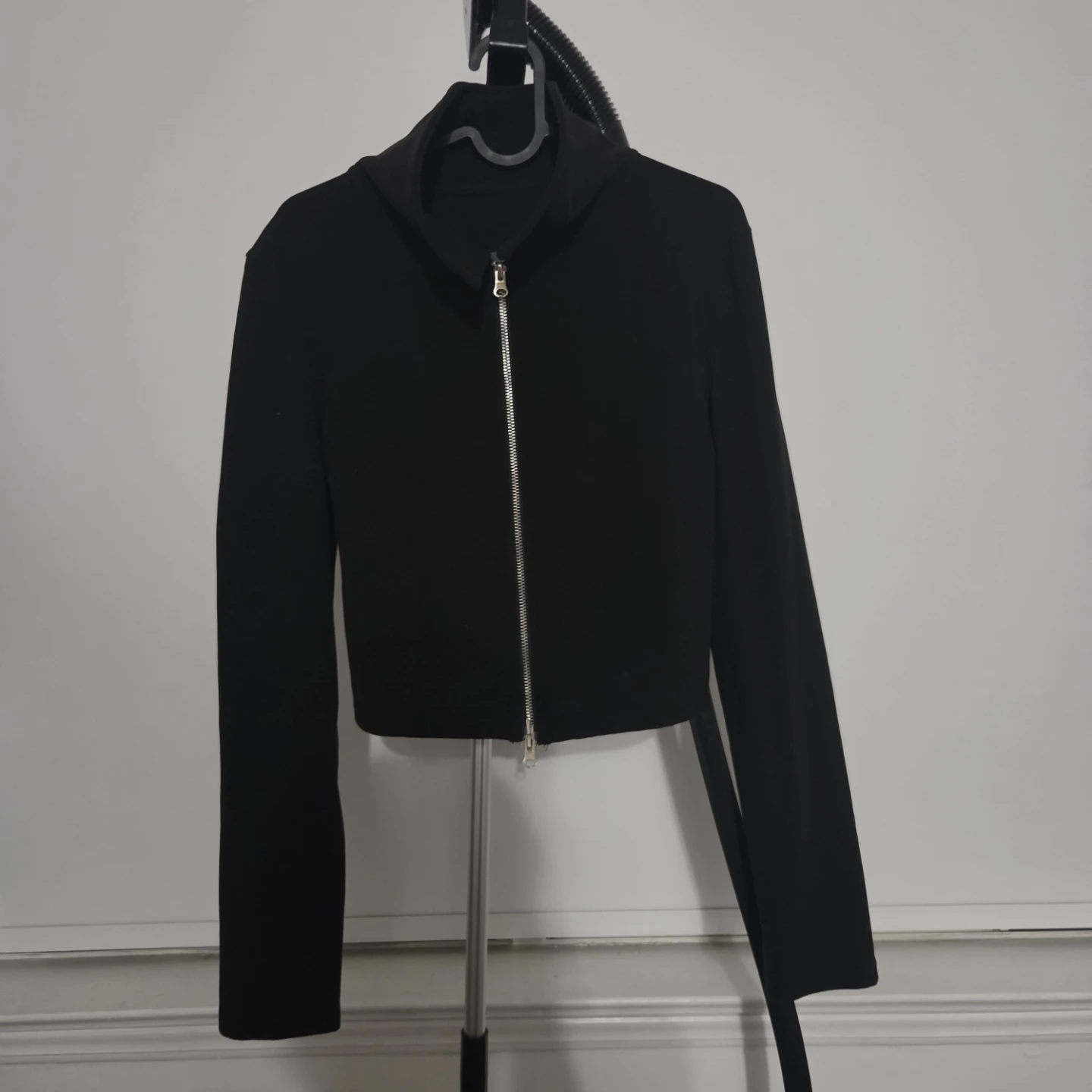Black Cropped Zip-Up Jacket - photo 2