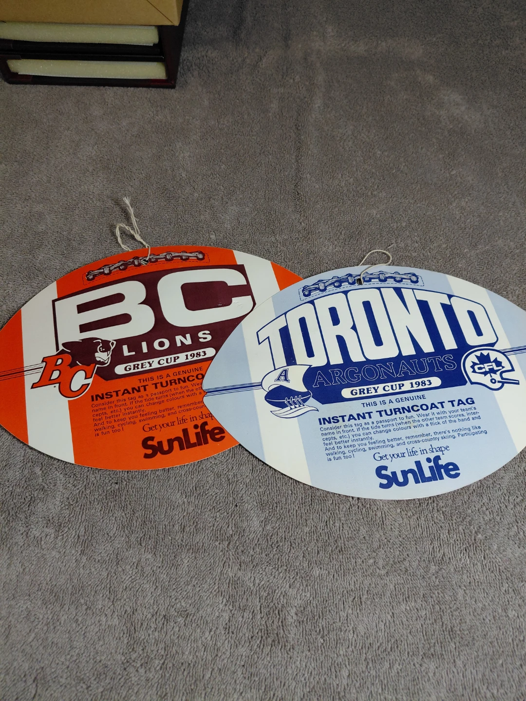 Vintage 1983 CFL SunLife Instant Turncoat Tags