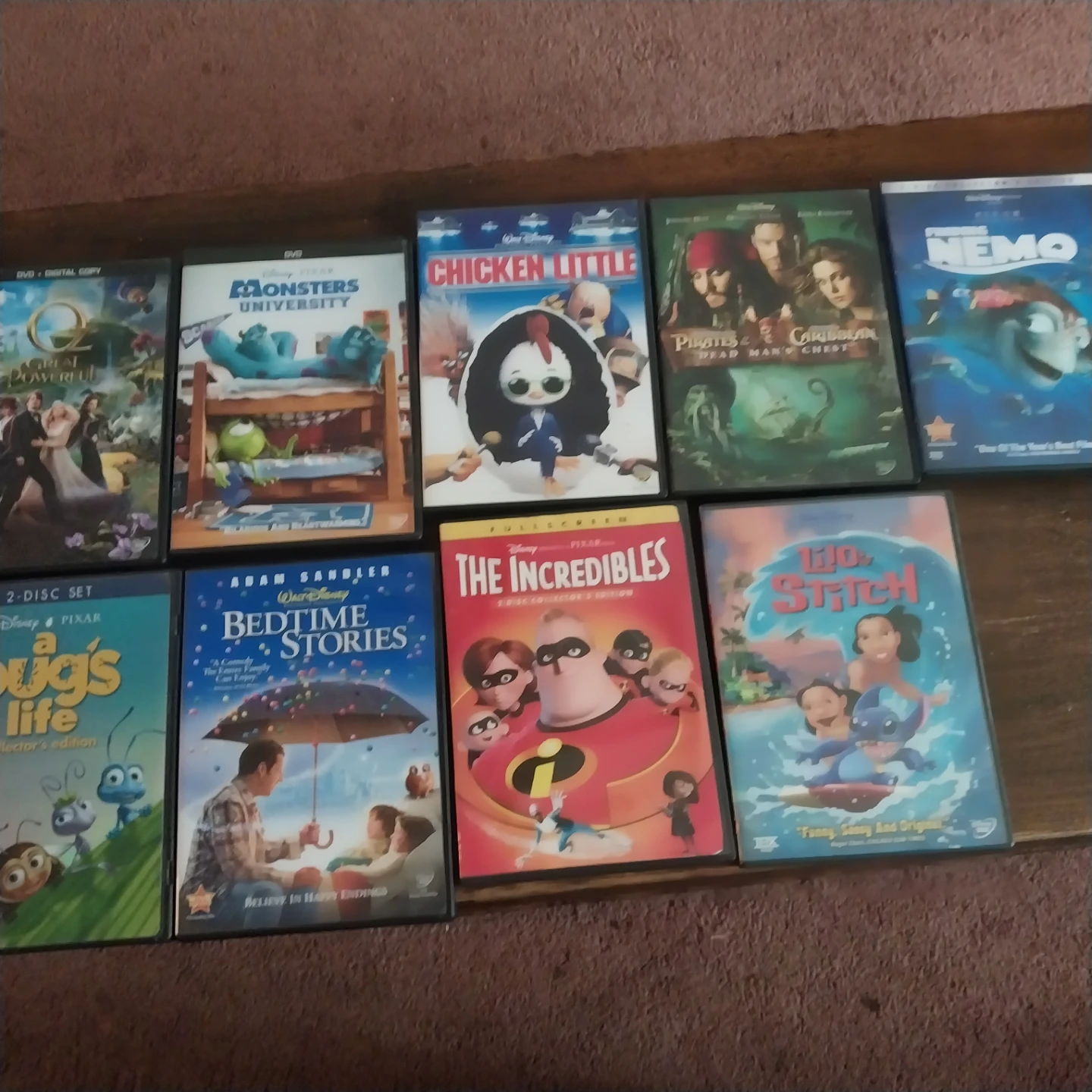Collection of 9 Disney and Pixar DVDs