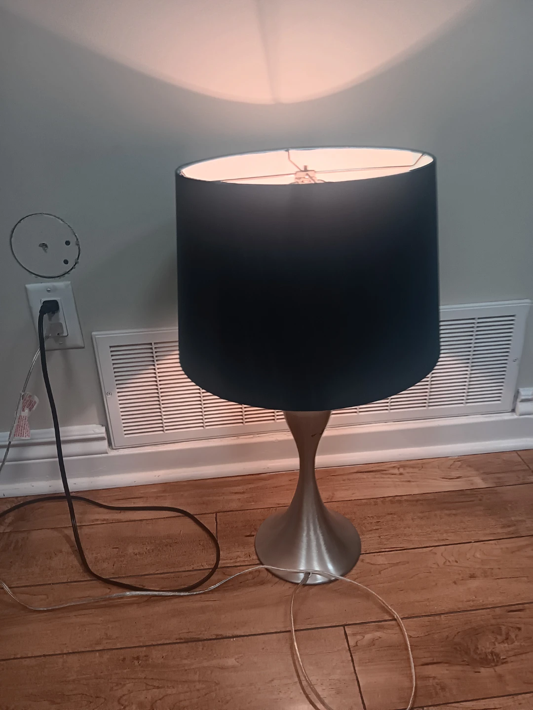 Modern Silver Table Lamp with Teal Shade