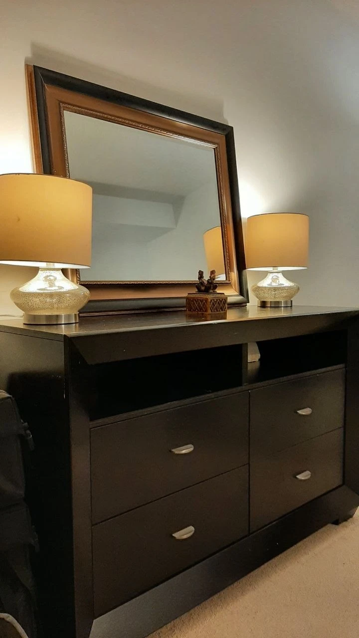 Dark Brown Dresser and Mirror Set - photo 2