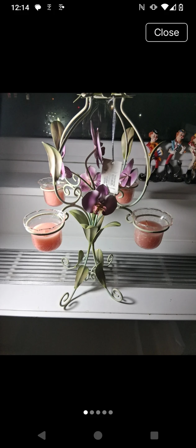 Floral Metal Tea Light Candle Holder