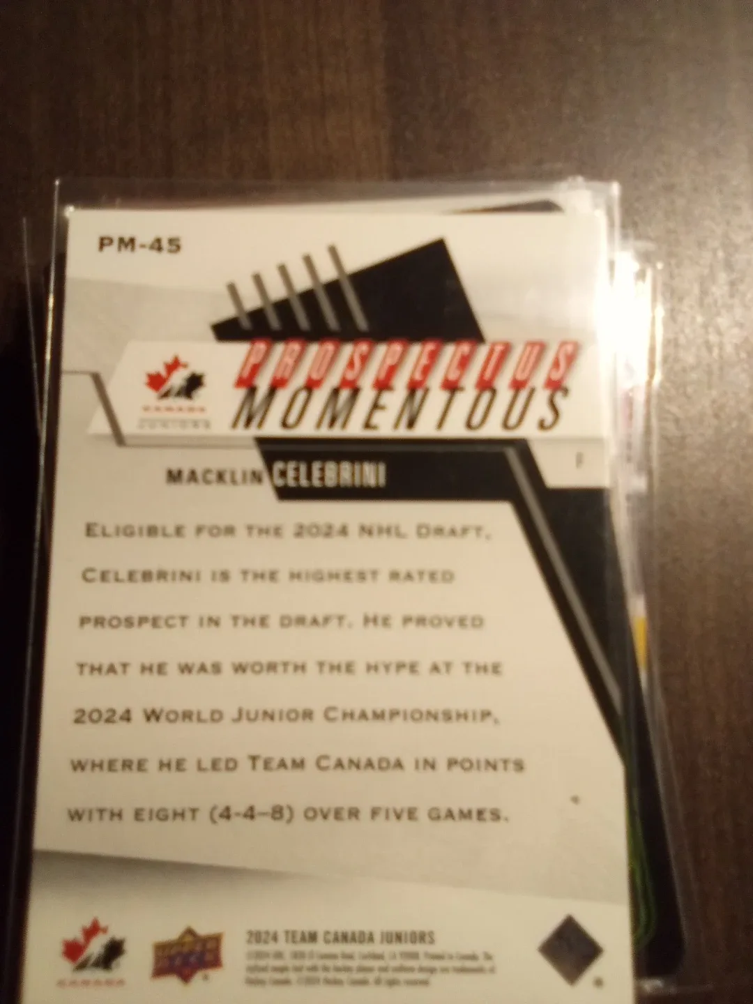 2024 Upper Deck Macklin Celebrini Prospectus Momentous Card - photo 2