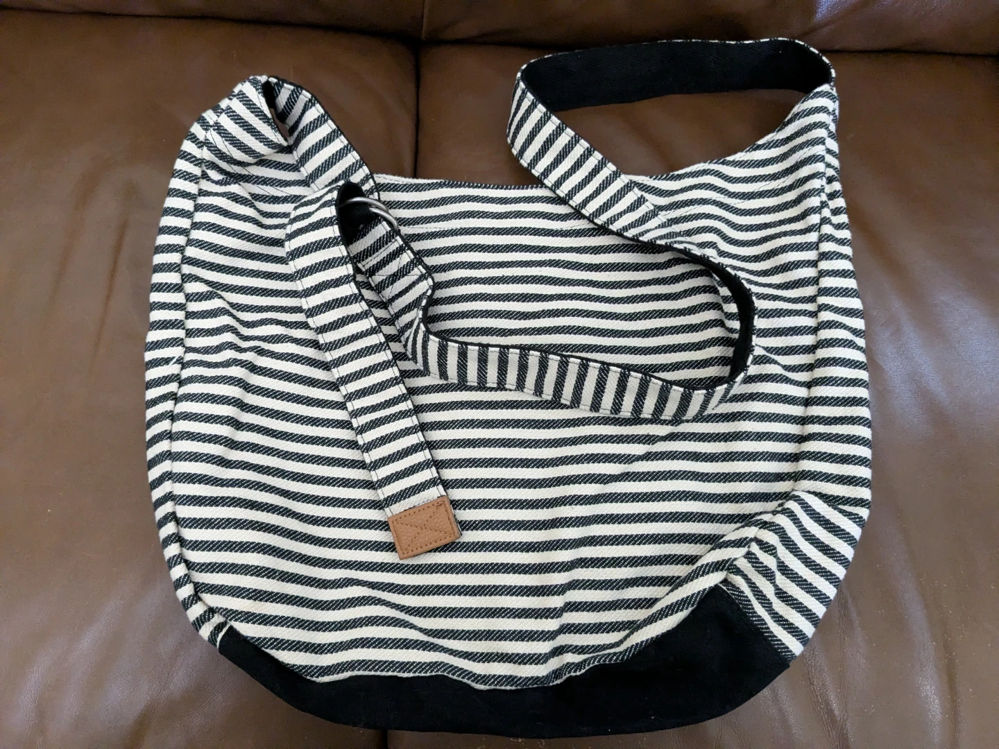 Retro Metro Striped Canvas Hobo Bag