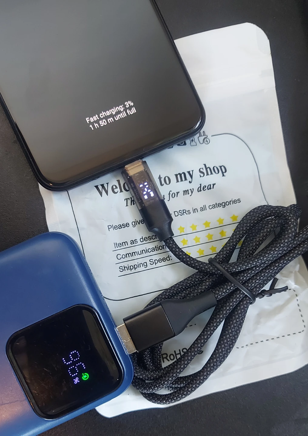 USB-C to USB-C LED Display Charging Cable