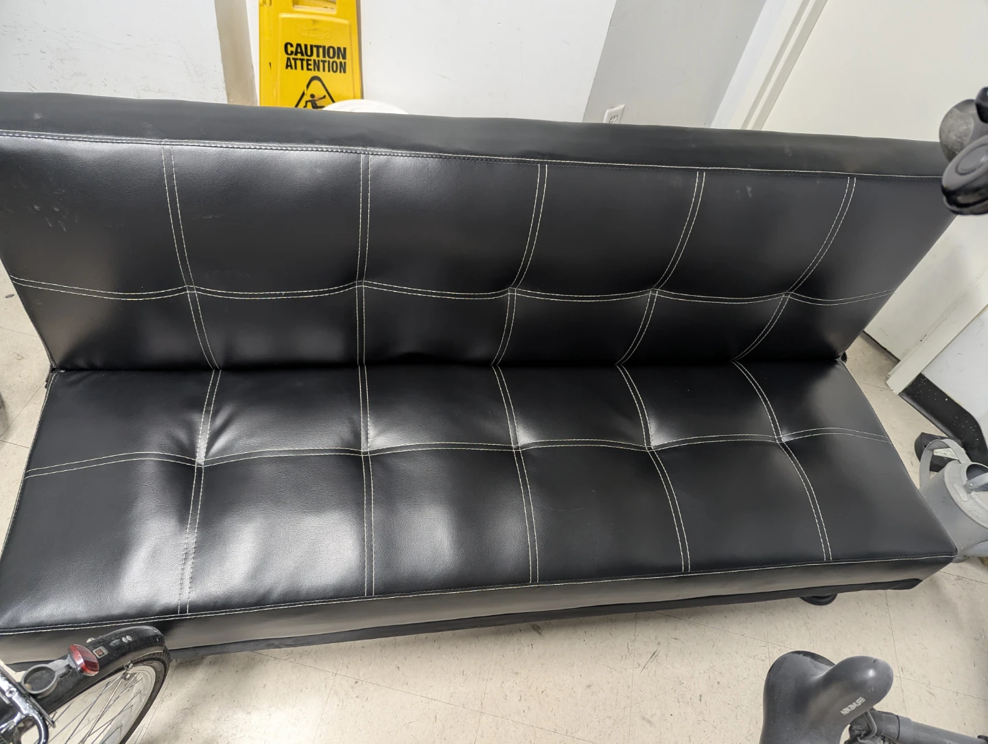 Black Faux Leather Futon Sofa Bed