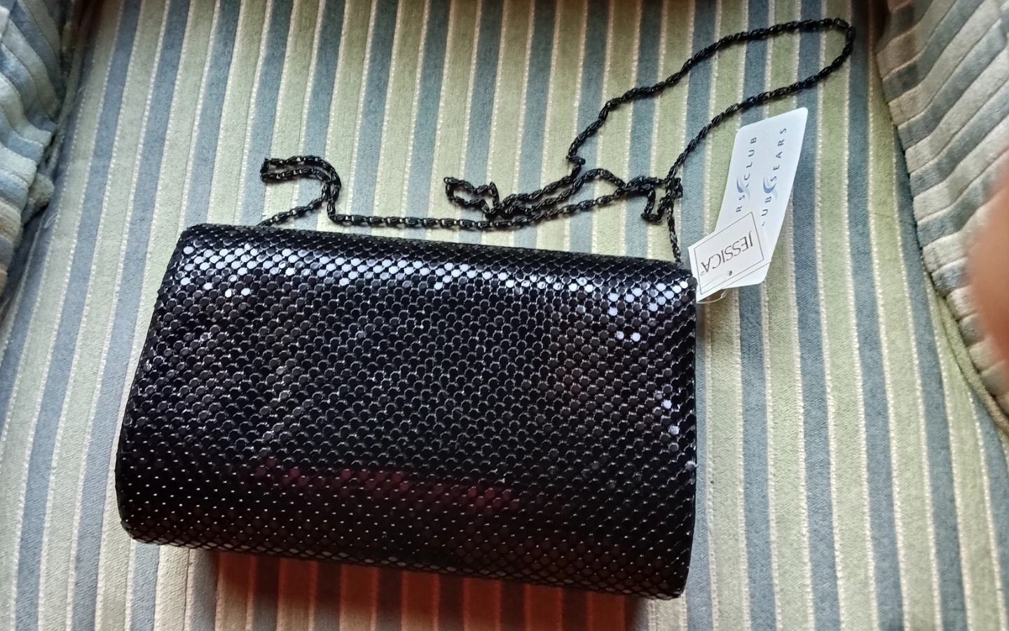 Jessica Black Mesh Evening Clutch with Chain NEW - photo 2