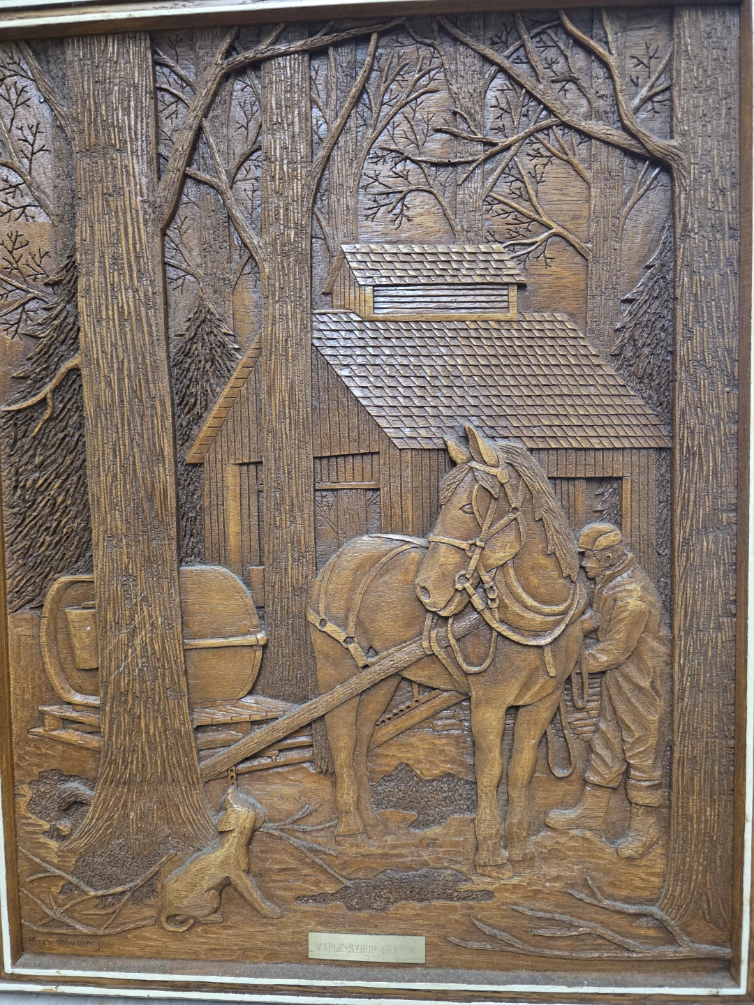Vintage Maple Syrup Season Wood Carving - photo 2