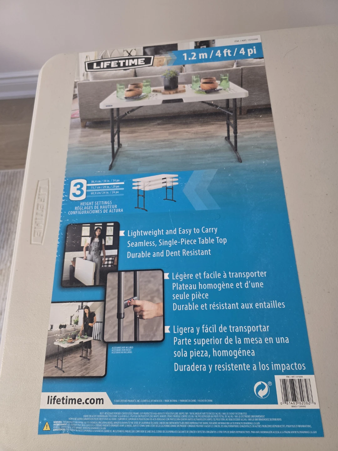 Lifetime 4ft(1.2m) Adjustable Folding Table - photo 3