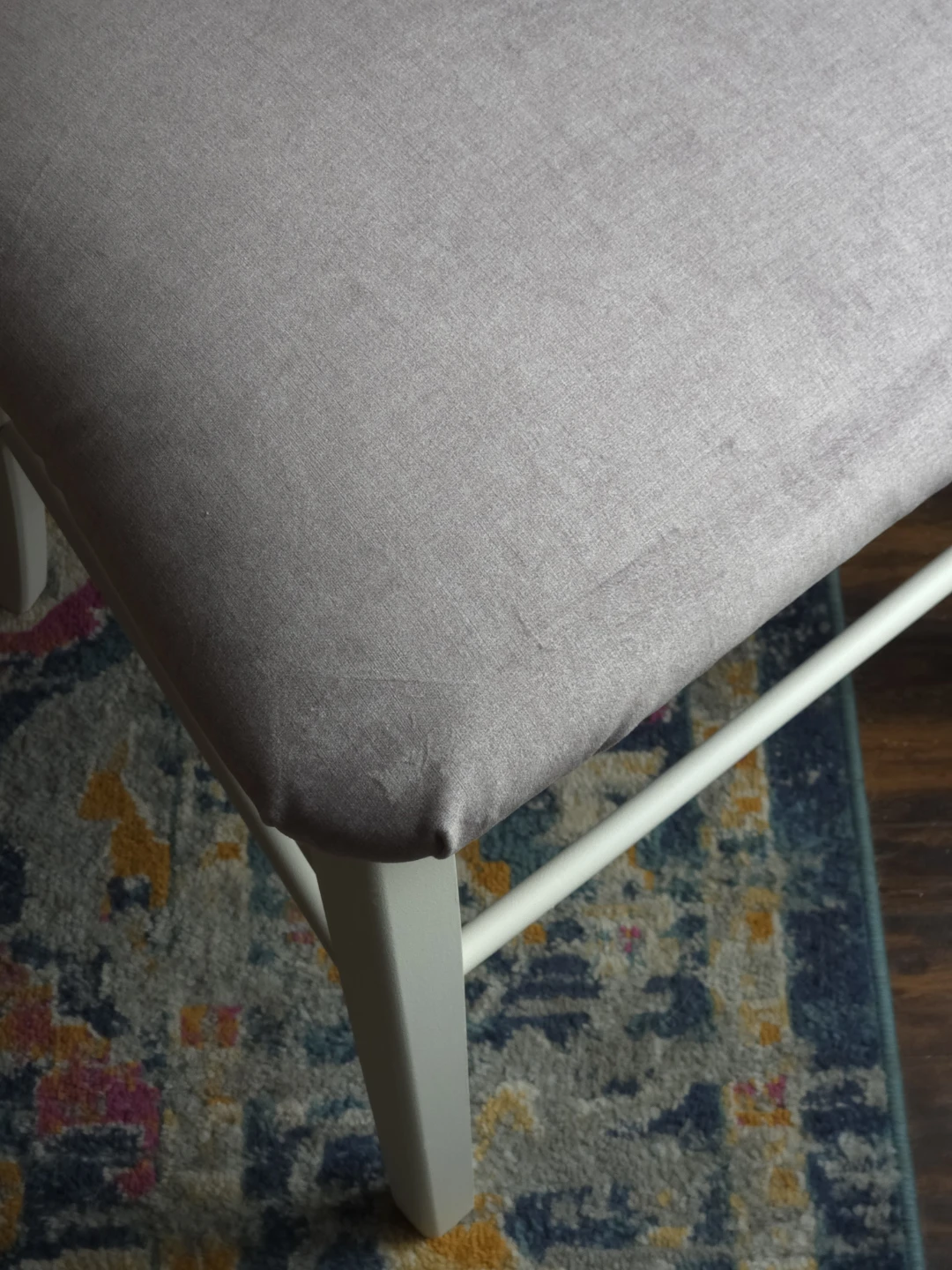 Refinished pedestal set — soft cream base, dark stained top - photo 3
