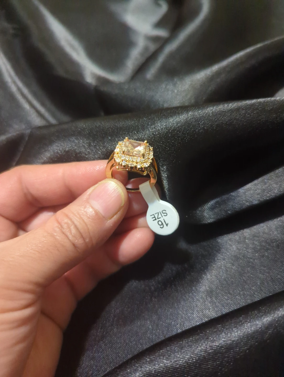 Gold-tone crystal engagement ring