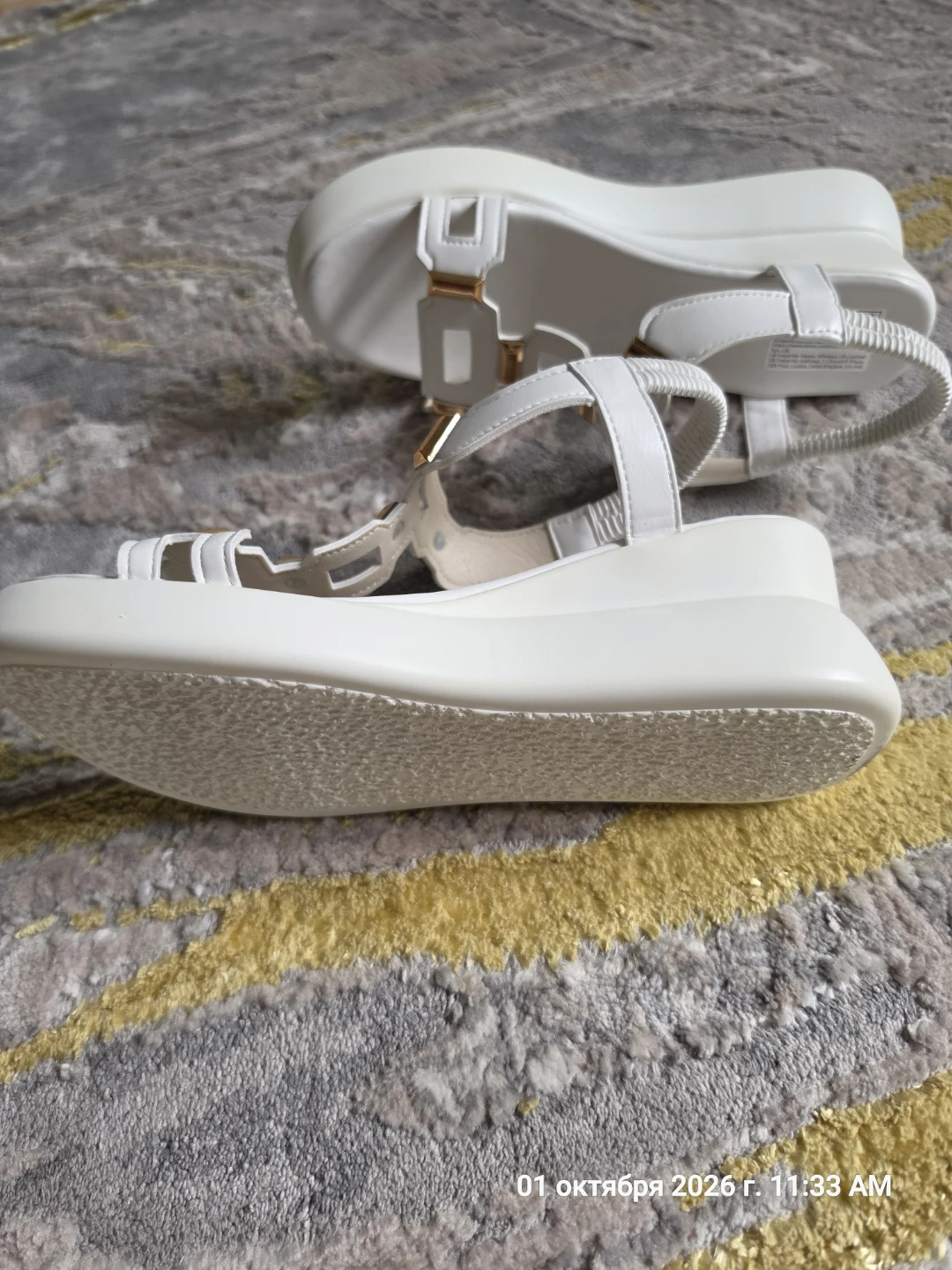 White Platform Sandals with Gold Details - photo 3