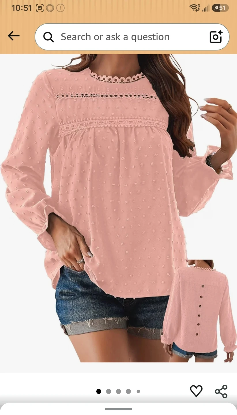 Pink Swiss Dot Long Sleeve Blouse