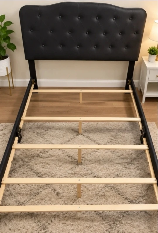Black Tufted Double Upholstered Bed Frame