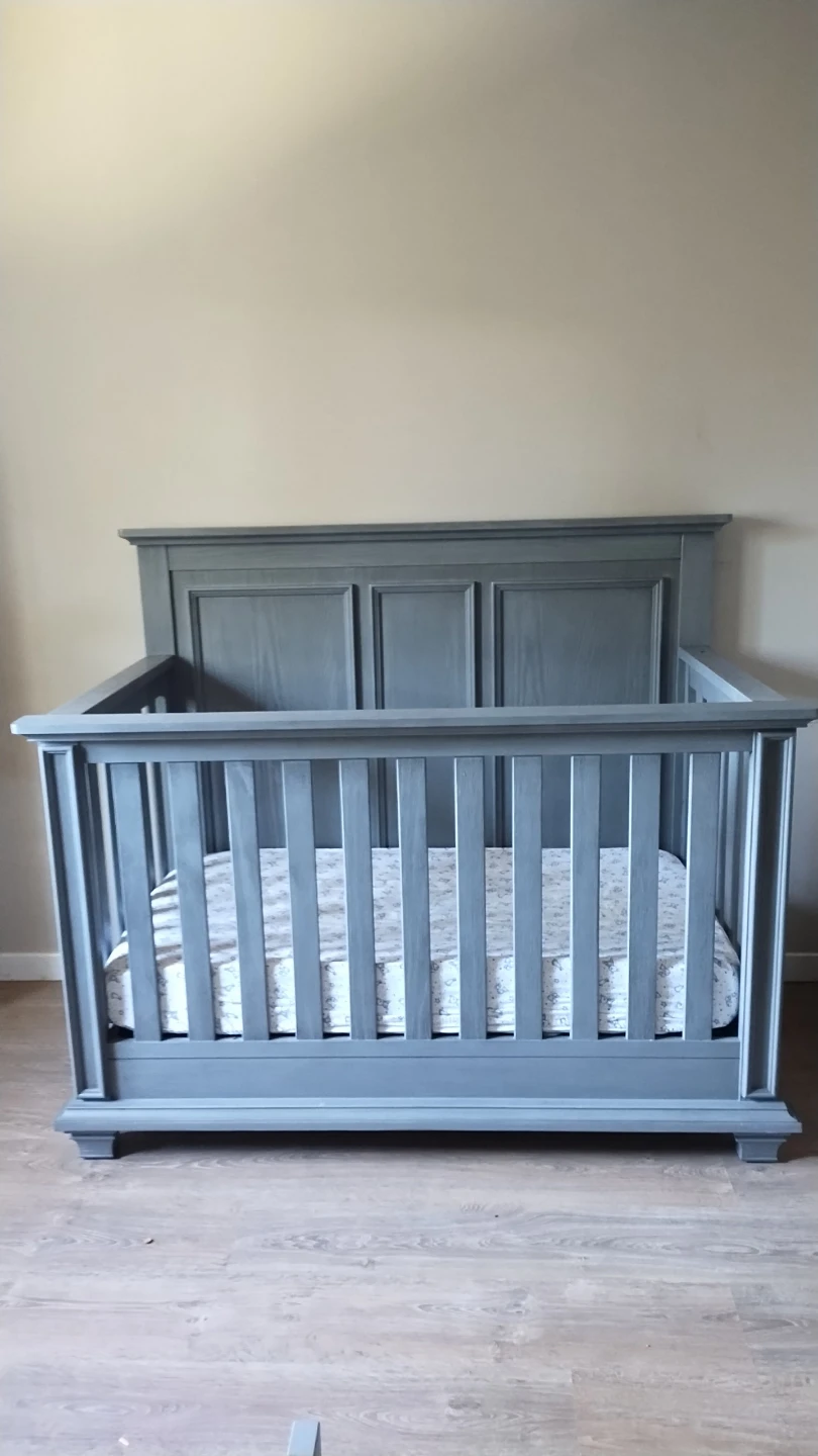 Oxford Baby Crib With Mattress- Grey