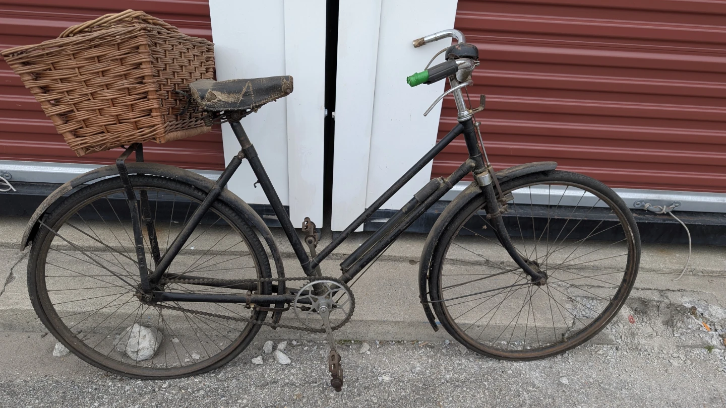 Vintage Black DP Harris Bicycle with Wicker Basket