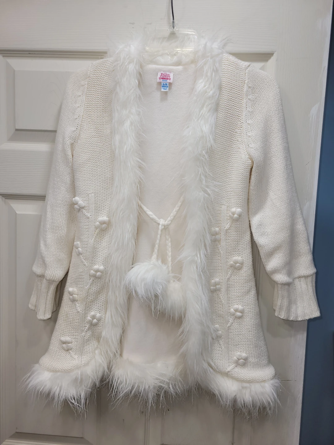 The Children's Place Girls' White Faux Fur Cardigan