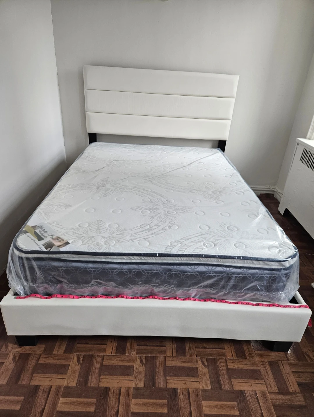 White Faux Leather Full-Size Bed Frame