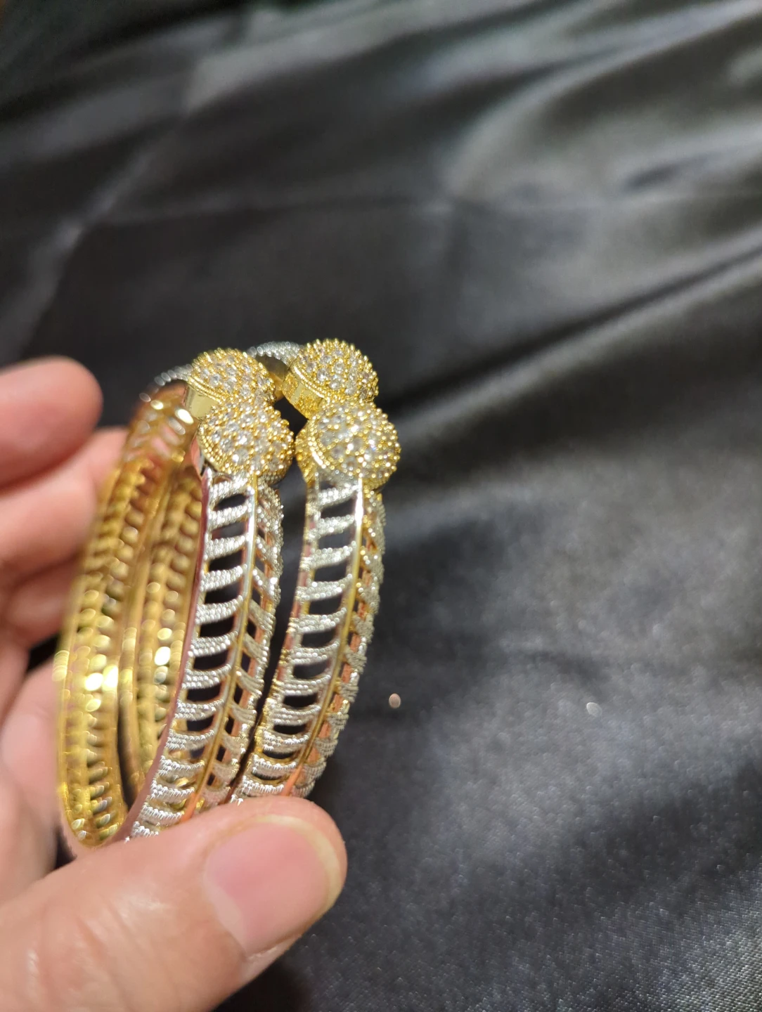 Two-Tone Gold-Plated Decorative Bangles - photo 2