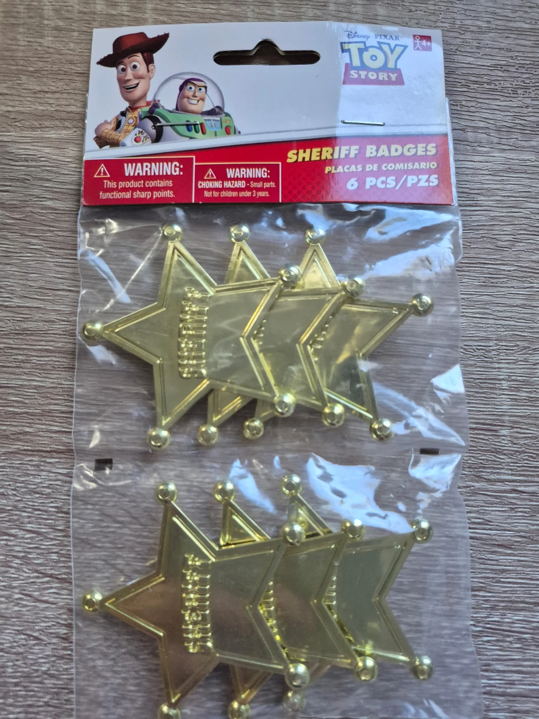 Disney Toy Story Sheriff Badges Party Favors - 6 Pack Brand New