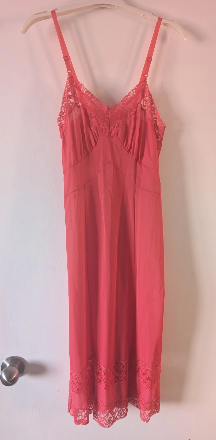 Vintage Coral Pink Lingerie Slip