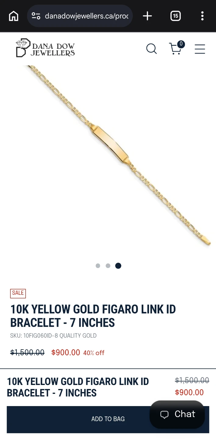 10K Yellow Gold Figaro Link ID Bracelet