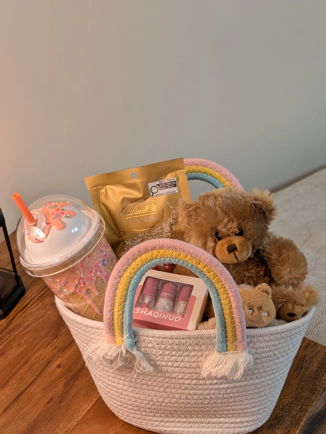 Nush customized Gift Basket with Lindt Chocolate and Plushie