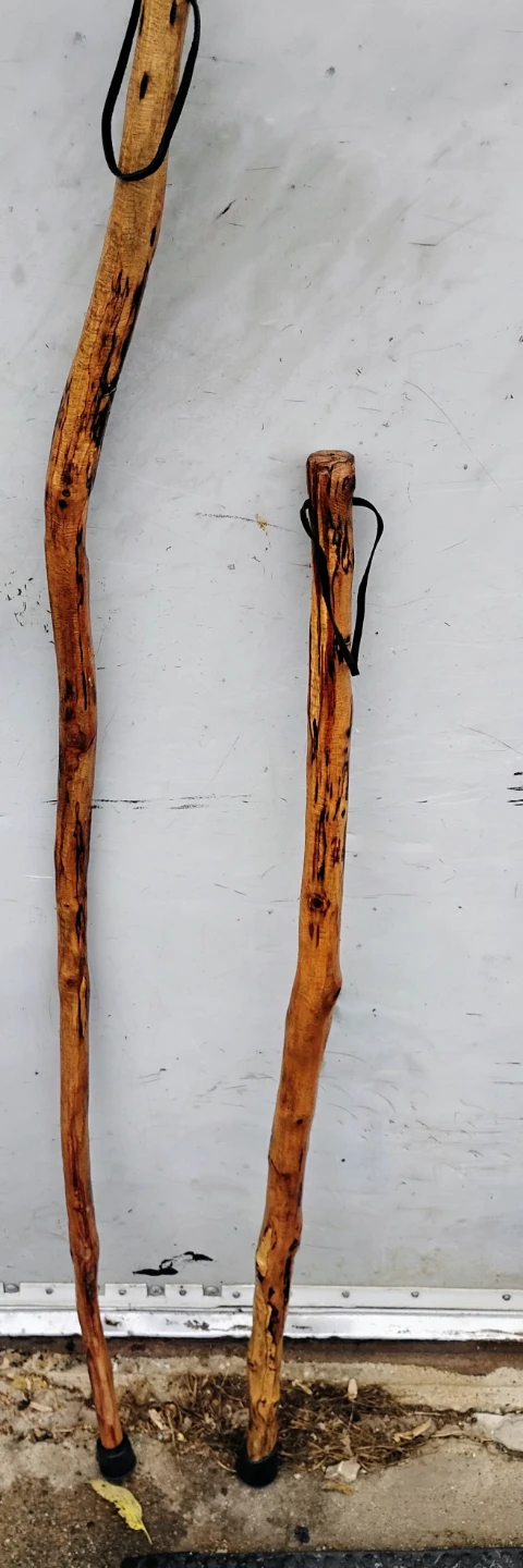 Set of Two Handcrafted Wooden Walking Sticks