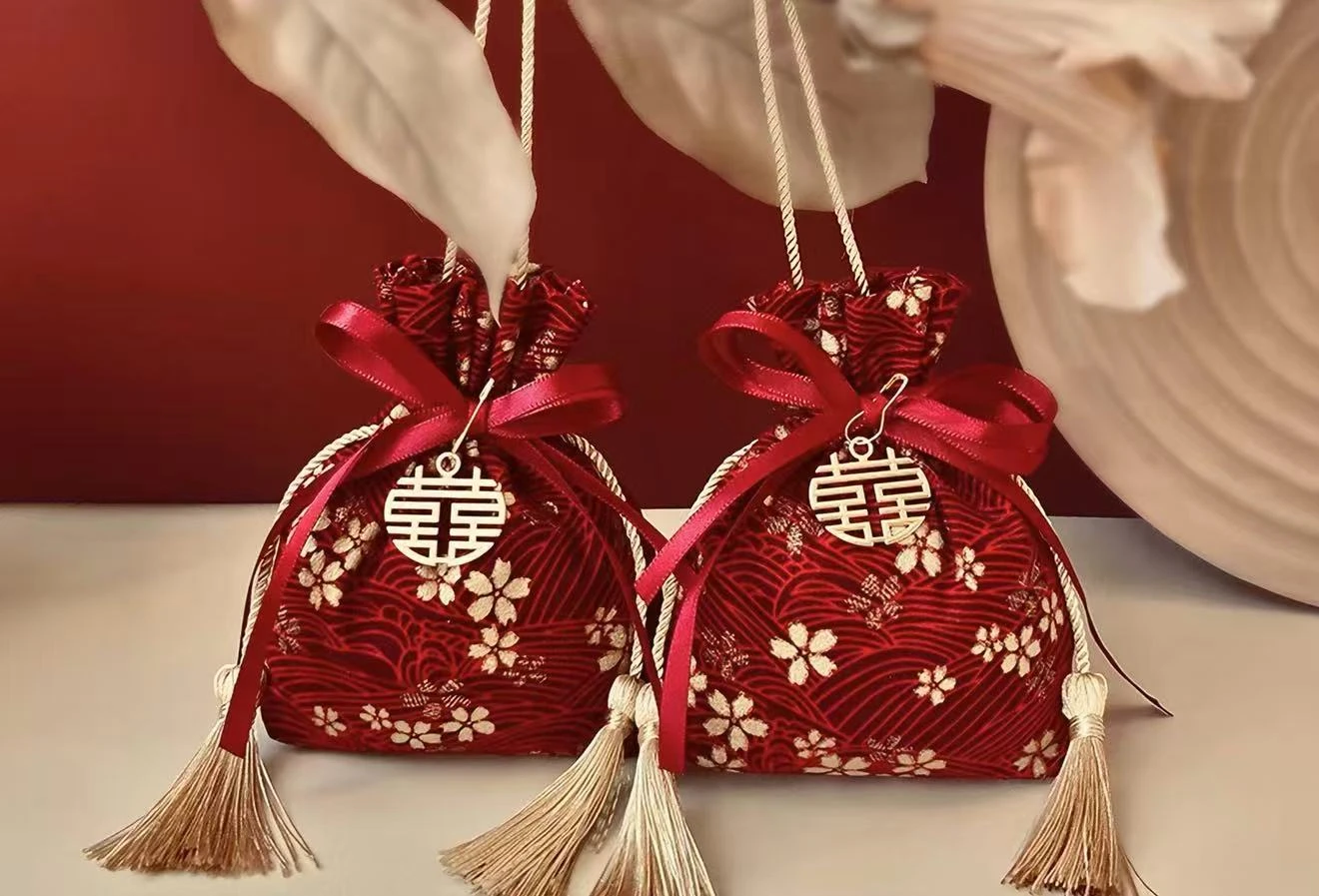 Traditional Chinese Wedding Gift Bags and Chopsticks