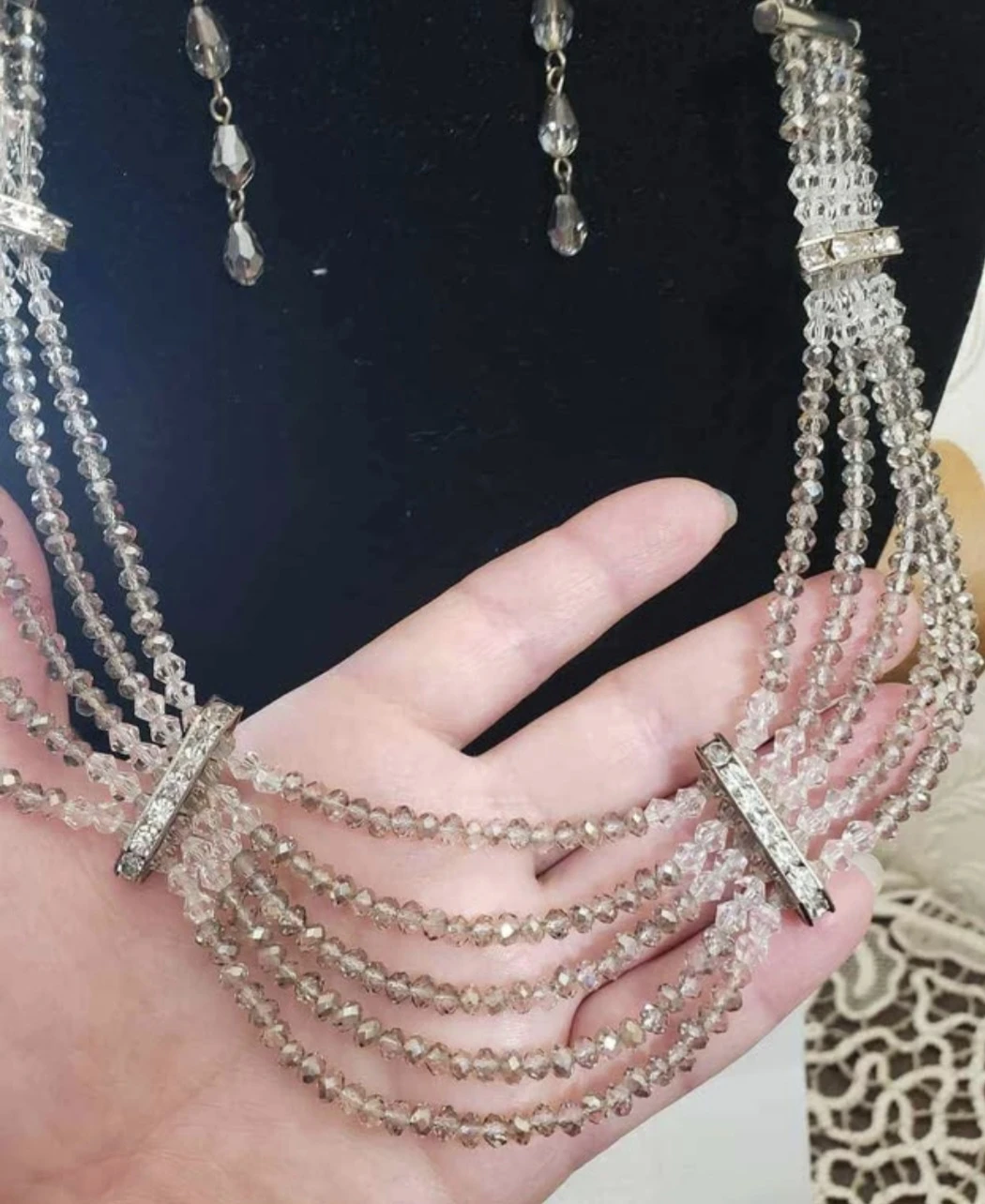 new set strand Crystal Statement Necklace & bracelet & earrings - photo 3