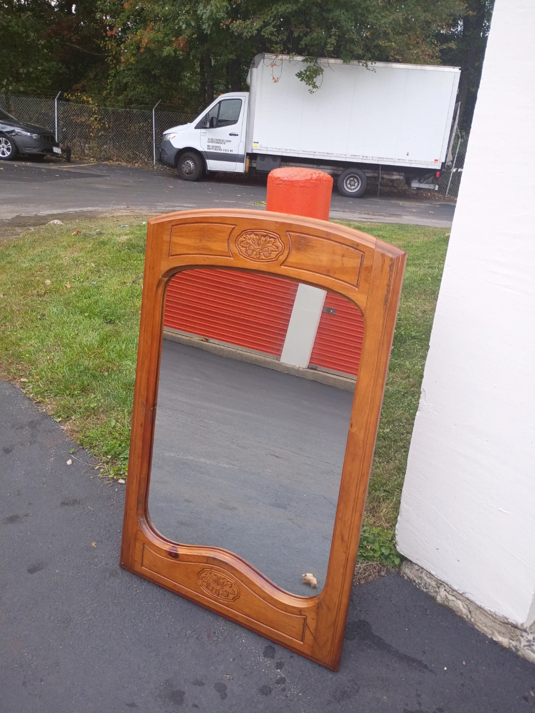 Wooden Wall Mirror with Carved Details - photo 2