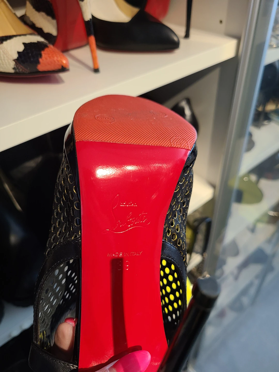 Christian Louboutin Black Mesh Slingback Heels - photo 3