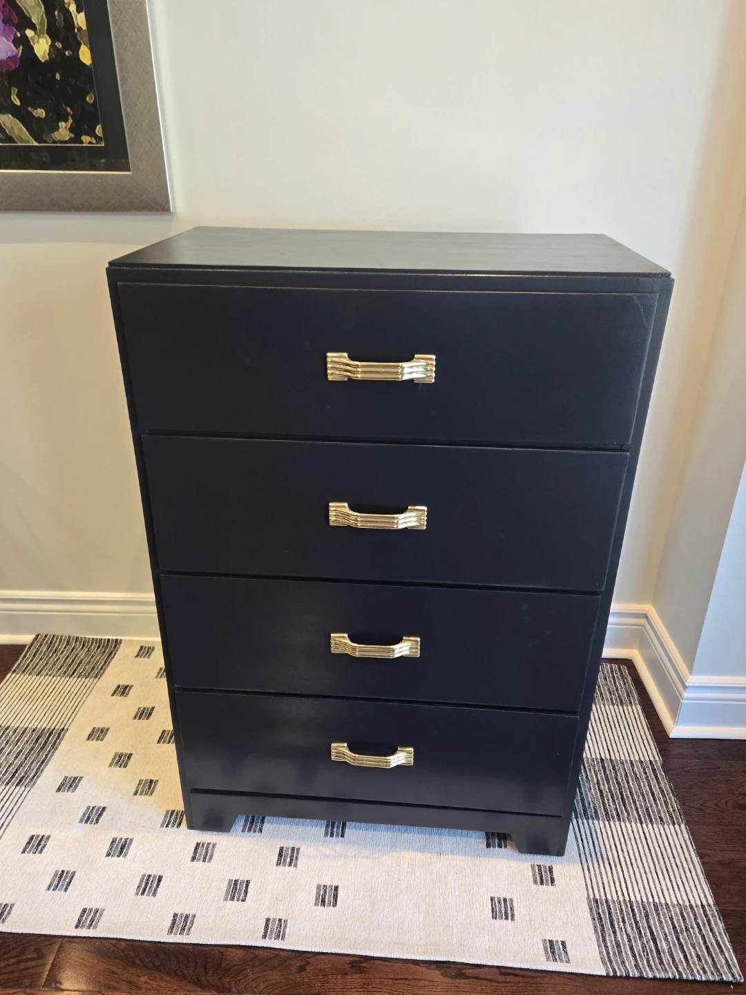 MCM Black Dresser with Brass Handles - photo 2