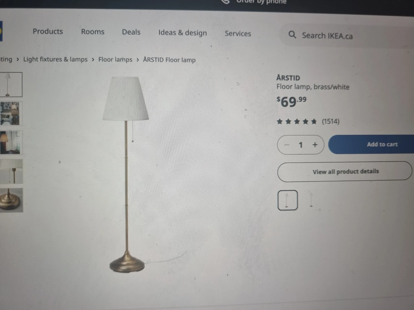 IKEA ÅRSTID Floor Lamp, Brass/White - photo 2