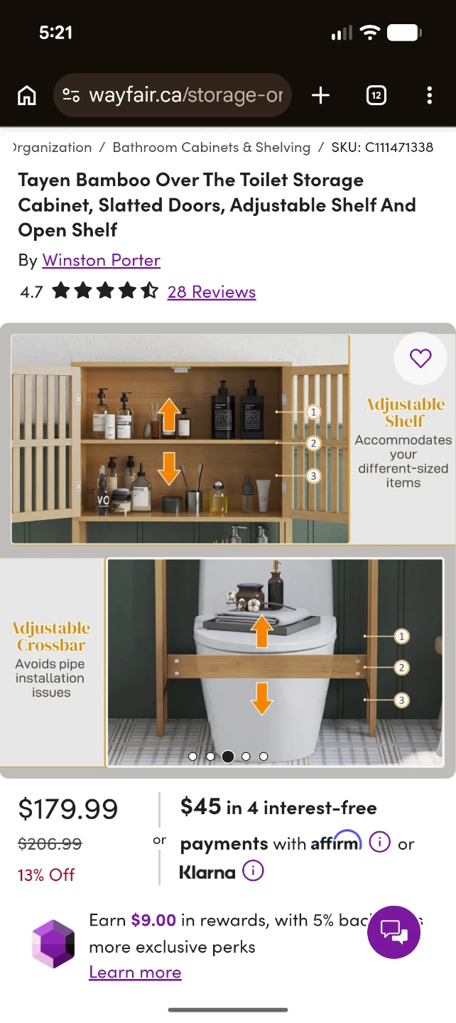 Brand New Bamboo Over-The-Toilet Storage - photo 2