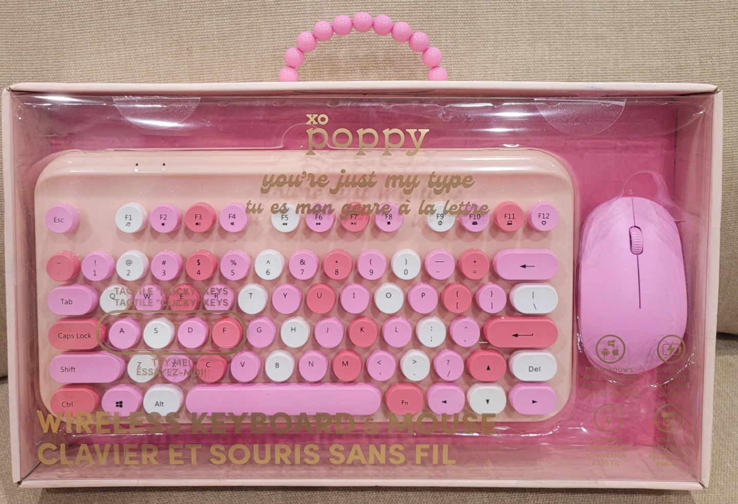 New xo poppy Wireless Keyboard and Mouse Set - Pink