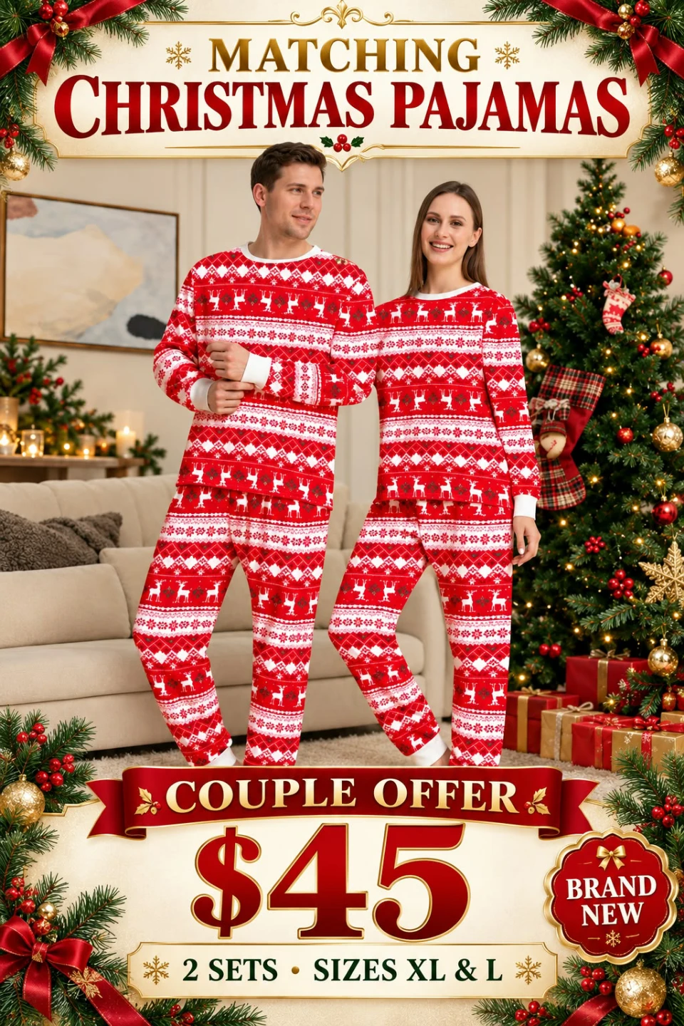 Matching Christmas Pajamas 2-Piece Set
