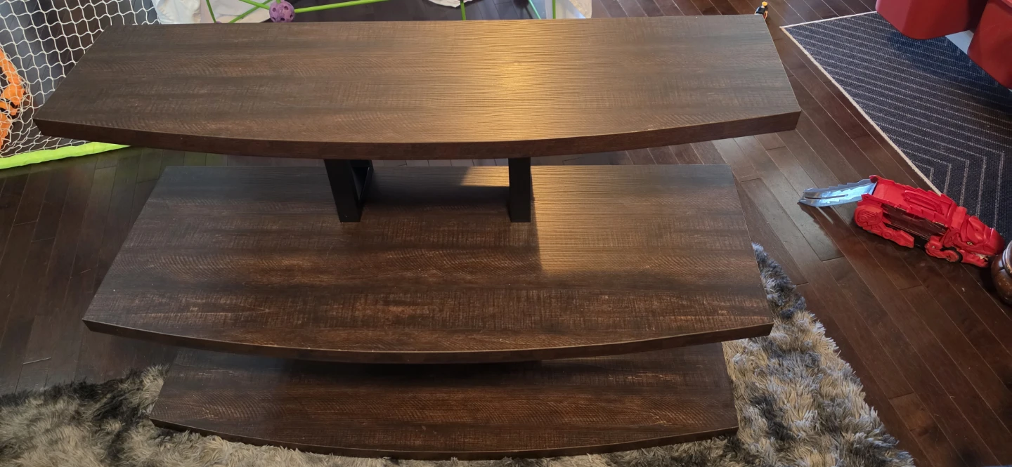 Three-Tier Dark Wood Media Console - photo 2
