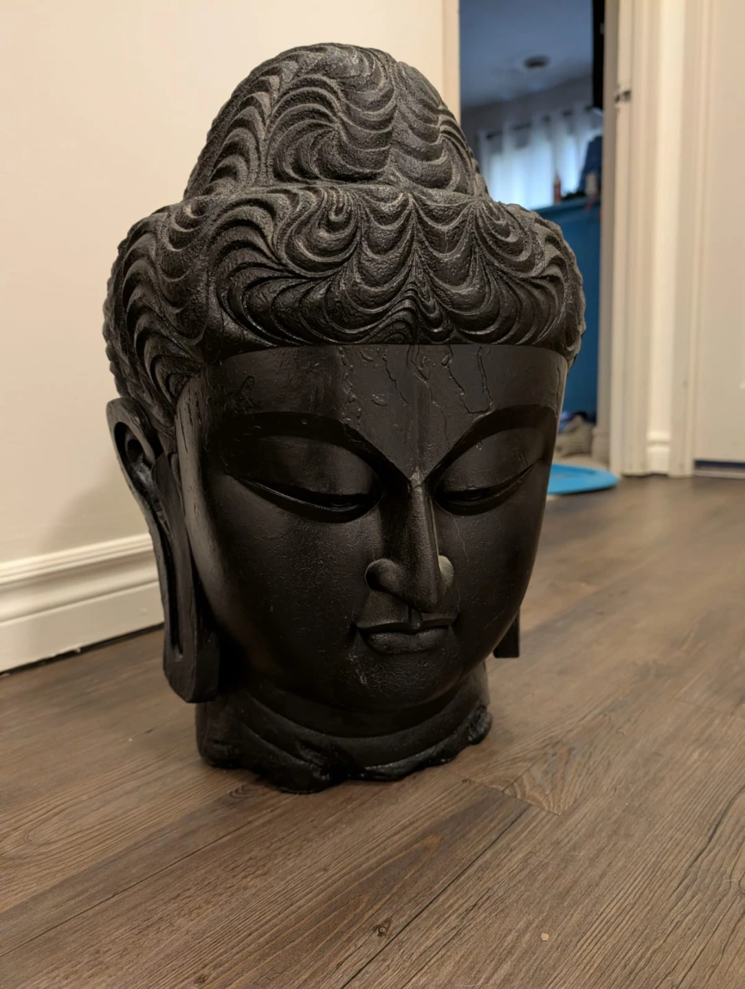 Large Black Buddha Head Statue