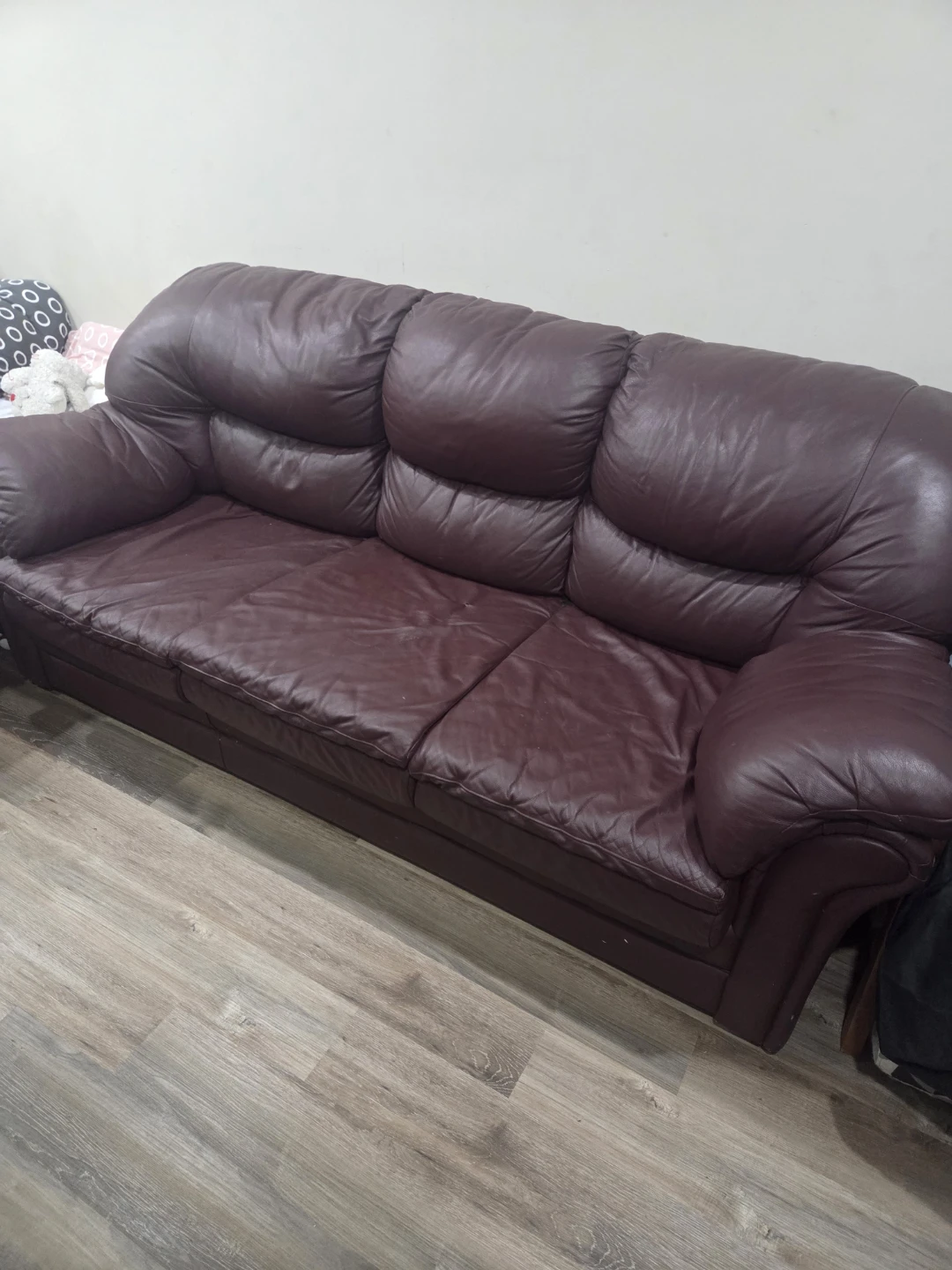Dark Brown Leather Three-Seater Sofa - photo 2
